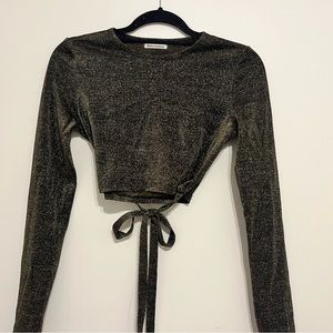 Reformation gold sparkly crop top